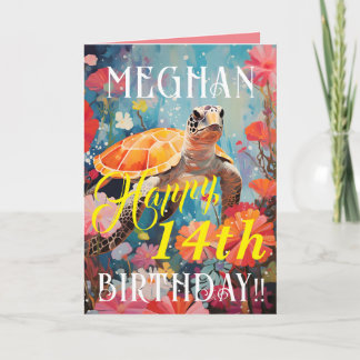 Klassieke Schildpad en Oceaan Gelukkige Verjaardag Kaart
