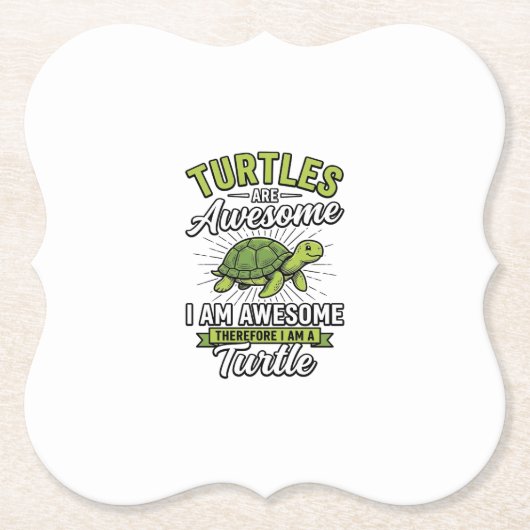 Klassieke schildpadden zijn geweldig Funny Turtle Kartonnen Onderzetters (Voorkant)