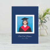 Klassieke Scholiere Blauwe Middelbare School Foto Aankondiging (Staand voorkant)