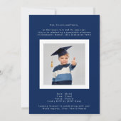 Klassieke Scholiere Blauwe Middelbare School Foto Aankondiging (Achterkant)