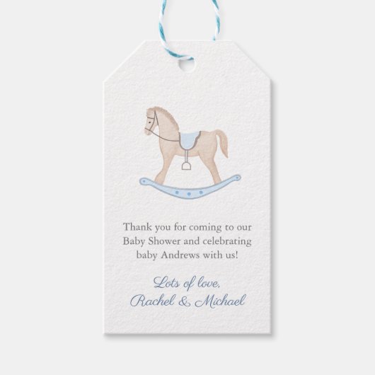Klassieke Schommelpaard Jongen Baby Shower Favor T Cadeaulabel (Voorkant)