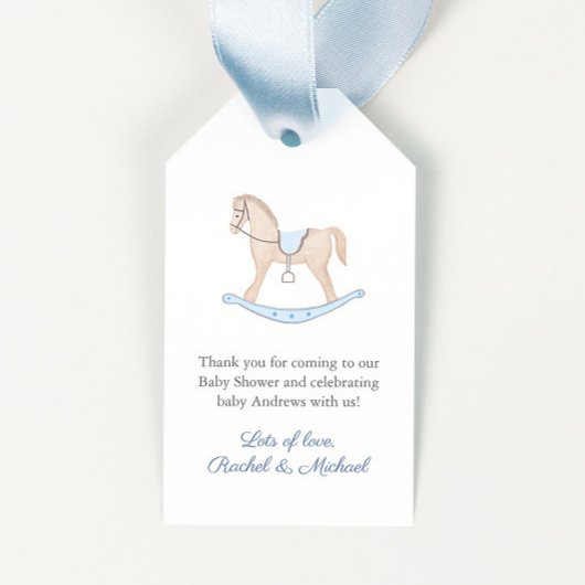 Klassieke Schommelpaard Jongen Baby Shower Favor T Cadeaulabel