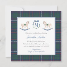 Klassieke Schommelpaard Tartan Winter Baby Shower