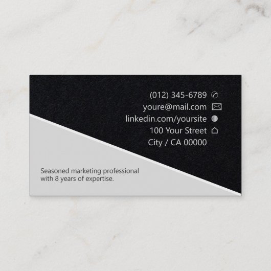 Klassieke Schone Werkzoekende Werkzoekende Zwart K Visitekaartje (Achterkant)