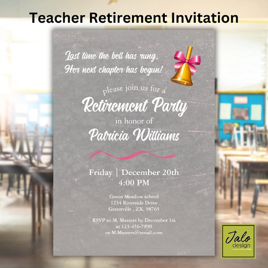 Klassieke schoolbel voor leraren Pensioenfeestje Kaart