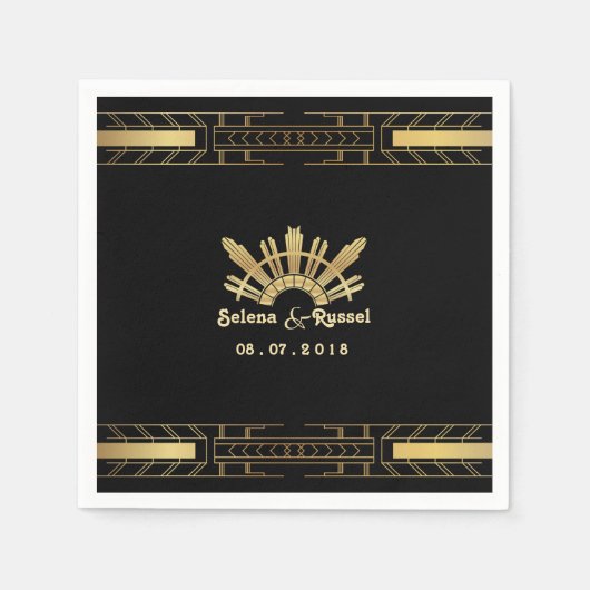 Klassieke schoonheid Art Deco bruiloft servetten (Voorkant)