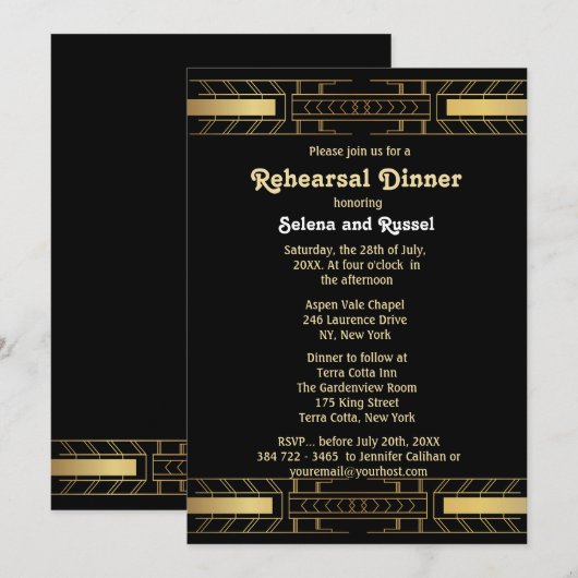 Klassieke schoonheid Art Deco repetitie diner Kaart (Voorkant / Achterkant)