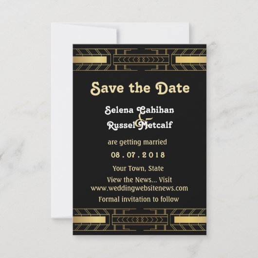 Klassieke schoonheid Art Deco Save the Date Kaart (Voorkant)