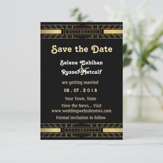 Klassieke schoonheid Art Deco Save the Date Kaart (Staand voorkant)