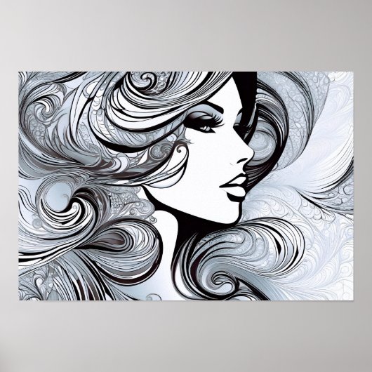 Klassieke schoonheid: Moderne vrouw in zwart & wit Poster (Voorkant)