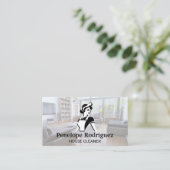 Klassieke schoonmaakster | huishouddiensten visitekaartje (Staand voorkant)