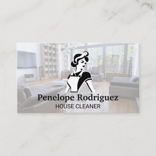 Klassieke schoonmaakster | huishouddiensten visitekaartje (Voorkant)