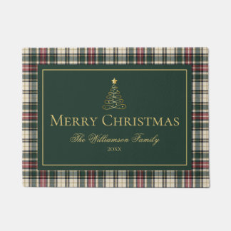 Klassieke Schotse Plaid Prettig Kerstmis Familie M Deurmat