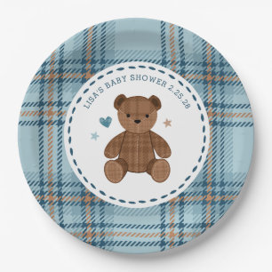 Klassieke Schotse Plaid Teddybeer, Baby Shower voo Papieren Bordje