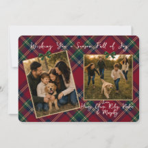 Klassieke Schotse Plaid Twee Foto Vakantiekaart