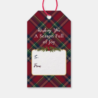 Klassieke Schotse ruit Kerstcadeaukaartjes Cadeaulabel
