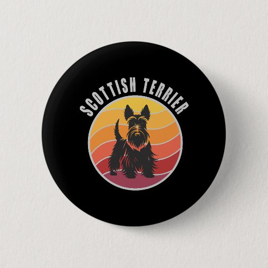 Klassieke Schotse Terriër Zonsondergang Ronde Button 5,7 Cm (Voorkant)