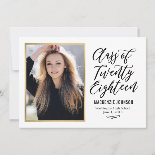 Klassieke Schrijf BEWERKBARE KLEUR Afstudeerkaart Aankondiging (Voorkant)