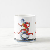 Klassieke Science Fiction Robot Lopend met Wiel Koffiemok (Center)