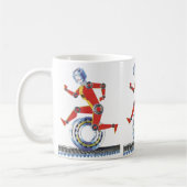 Klassieke Science Fiction Robot Lopend met Wiel Koffiemok (Links)