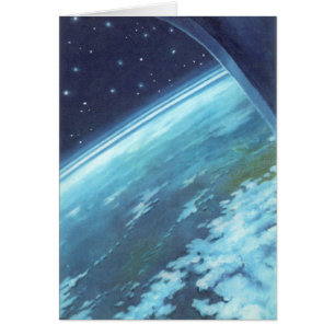 Klassieke sciencefiction, aarde 's nachts met ster