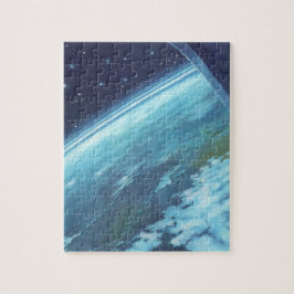 Klassieke sciencefiction, aarde 's nachts met ster legpuzzel