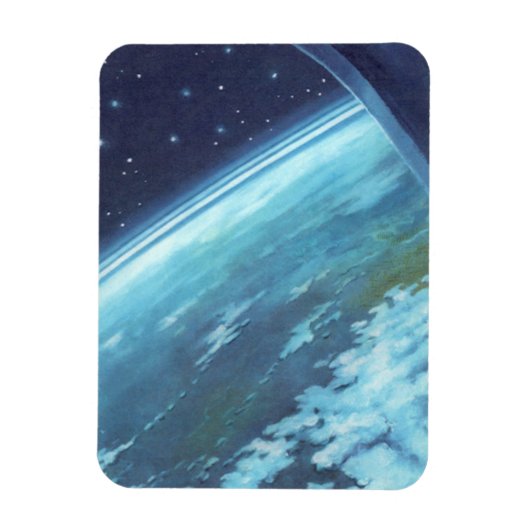 Klassieke sciencefiction, aarde 's nachts met ster magneet (Verticaal)