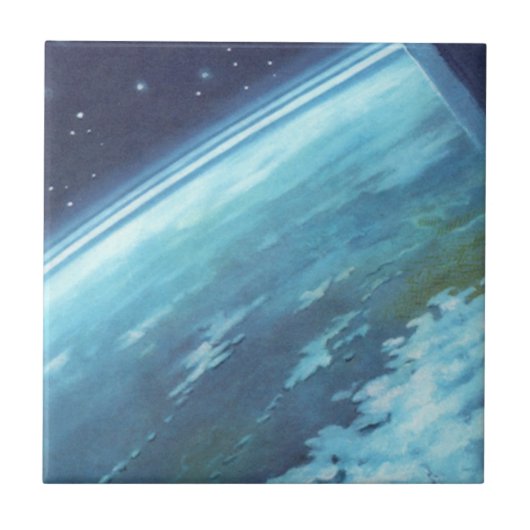 Klassieke sciencefiction, aarde 's nachts met ster tegeltje (Voorkant)