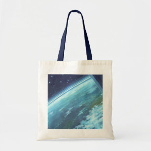 Klassieke sciencefiction, aarde 's nachts met ster tote bag