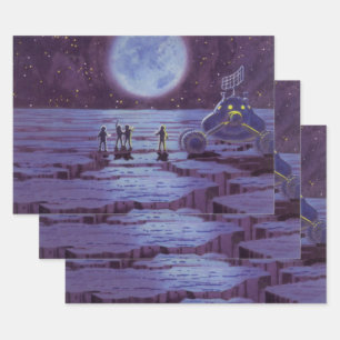 Klassieke Sciencefiction Aardingsverkenner Buitena Inpakpapier Vel