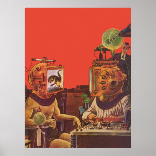 Klassieke Sciencefiction, Alien Steam Punk Helmen Poster