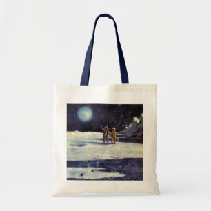 Klassieke Sciencefiction Astronaut Aliens op Maan Tote Bag