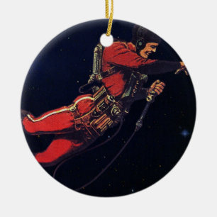 Klassieke Sciencefiction-astronaut in de ruimte Keramisch Ornament