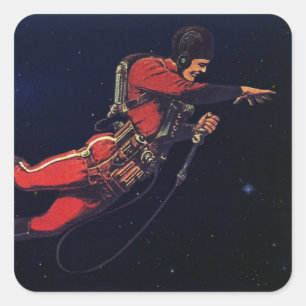 Klassieke Sciencefiction-astronaut in de ruimte Vierkante Sticker