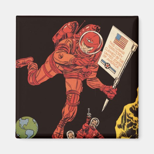 Klassieke sciencefiction, astronaut maanlanding magneet (Voorkant)