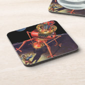 Klassieke sciencefiction-astronaut met buitenaards bier onderzetter (Linkerzijde)