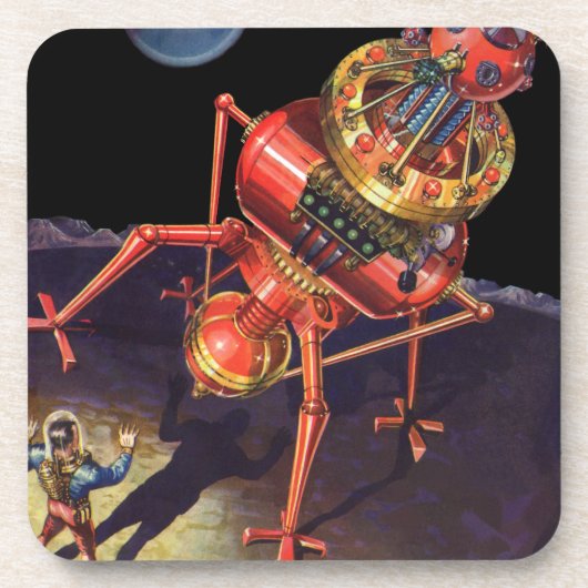 Klassieke sciencefiction-astronaut met buitenaards bier onderzetter (Voorkant)