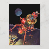 Klassieke Sciencefiction-astronaut met buitenaards Briefkaart (Voorkant)