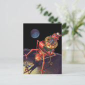Klassieke Sciencefiction-astronaut met buitenaards Briefkaart (Staand voorkant)