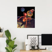 Klassieke Sciencefiction Astronaut met Buitenlands Poster (Thuiskantoor)