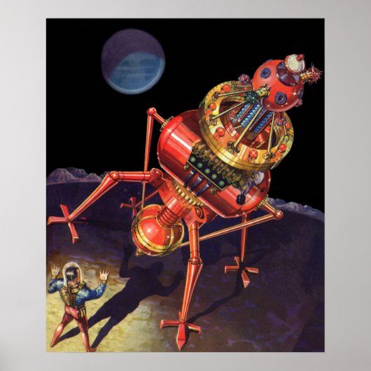 Klassieke Sciencefiction Astronaut met Buitenlands Poster (Voorkant)