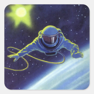 Klassieke Sciencefiction Astronaut op een ruimtewa Vierkante Sticker