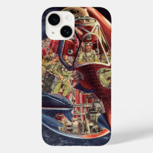 Klassieke Sciencefiction Astronaut Raket Ruimtesch Case-Mate iPhone Case