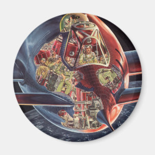 Klassieke Sciencefiction Astronaut Raket Ruimtesch Magneet