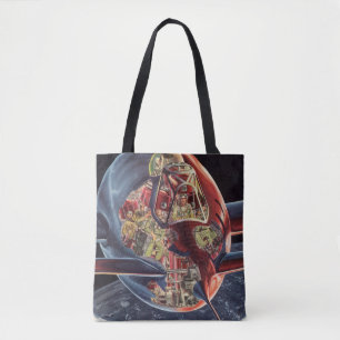 Klassieke Sciencefiction Astronaut Raket Ruimtesch Tote Bag