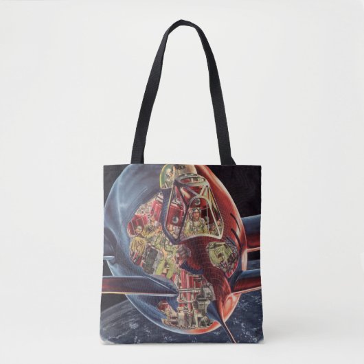 Klassieke Sciencefiction Astronaut Raket Ruimtesch Tote Bag (Voorkant)