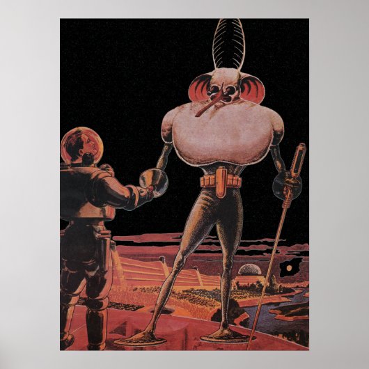 Klassieke Sciencefiction Astronaut Schudt Hand Ali Poster (Voorkant)