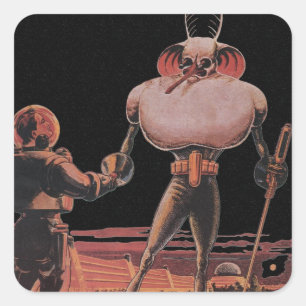 Klassieke Sciencefiction Astronaut Schudt Hand Ali Vierkante Sticker