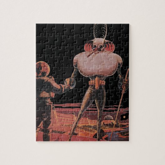 Klassieke Sciencefiction Astronaut Schudt Hand Bui Legpuzzel (Verticaal)