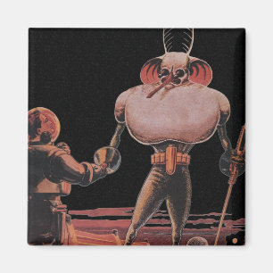 Klassieke Sciencefiction Astronaut Schudt Hand van Magneet